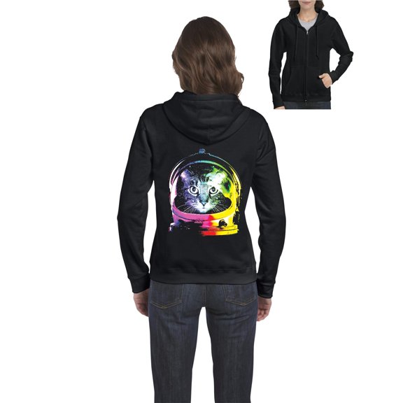 IWPF - Women's Sweatshirt Full-Zip Pullover - Space Cat