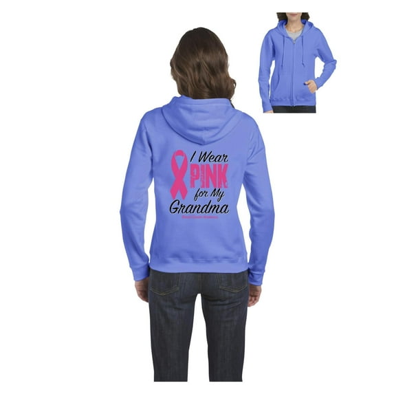 IWPF - Women's Sweatshirt Full-Zip Pullover, up to Women Size 3XL - I Wear Pink For My Grandma