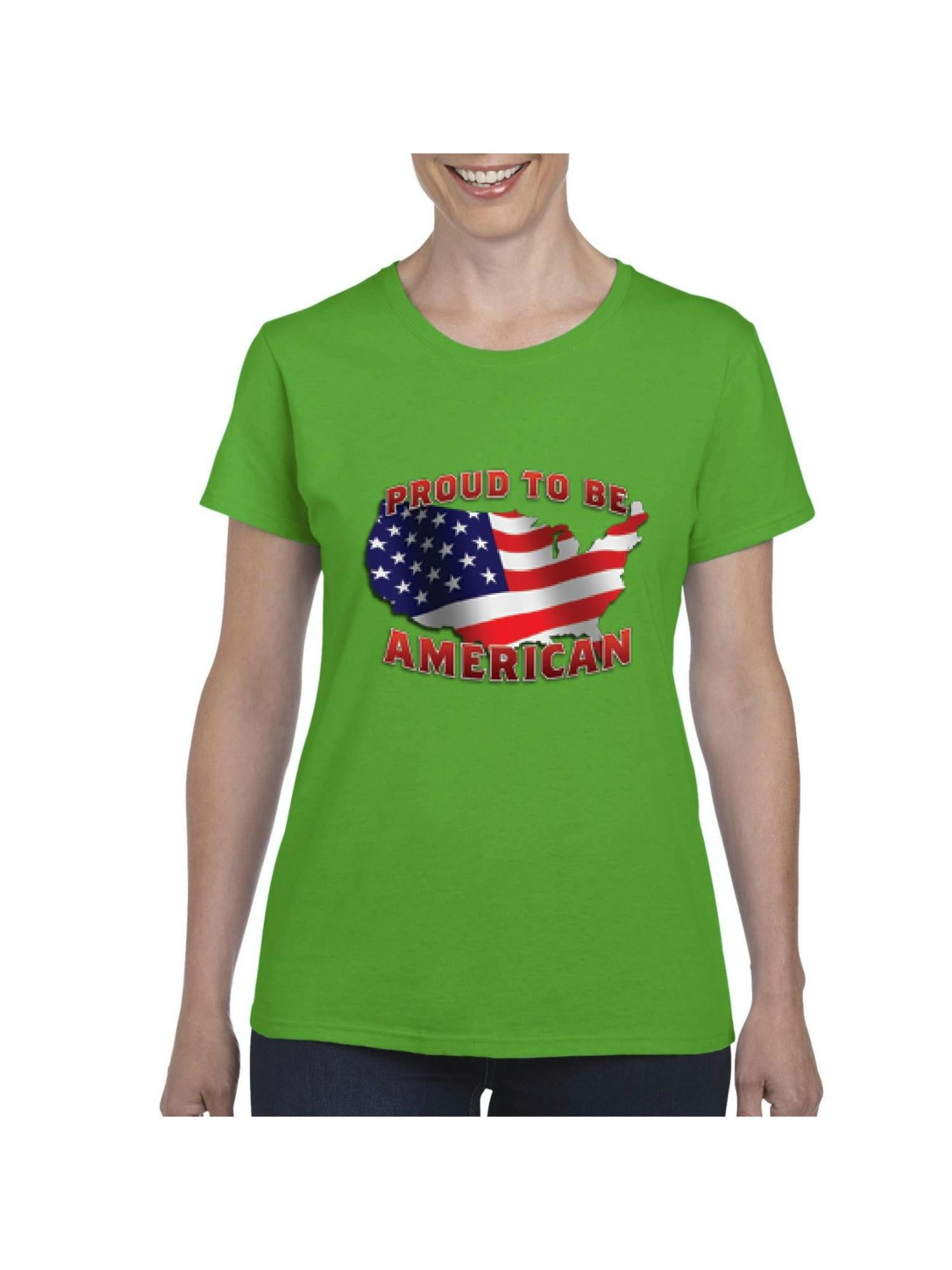 IWPF - Women's T-Shirt Short Sleeve - American Proud To Be US Flag ...