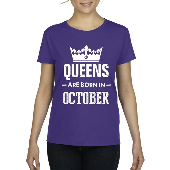 IWPF - Women's T-Shirt Short Sleeve - Birthday Gift Queens Are Born in October