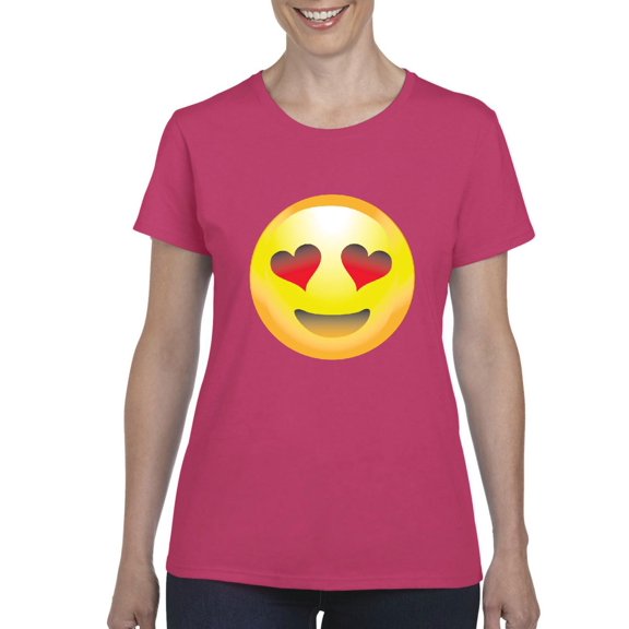 IWPF - Women's T-Shirt Short Sleeve - Emoji Heart-Shaped Eyes