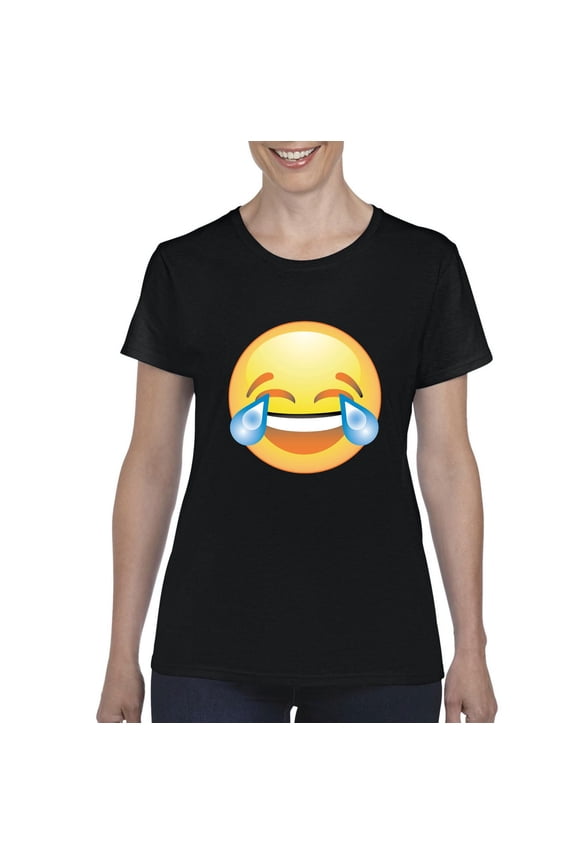 - Women's T-Shirt Short Sleeve - Emoji Laughing Tears