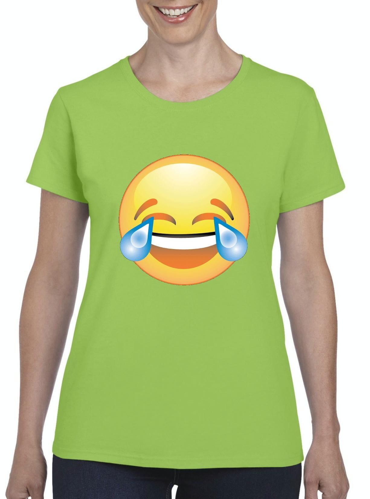 IWPF - Women's T-Shirt Short Sleeve - Emoji Laughing Tears - Walmart.com
