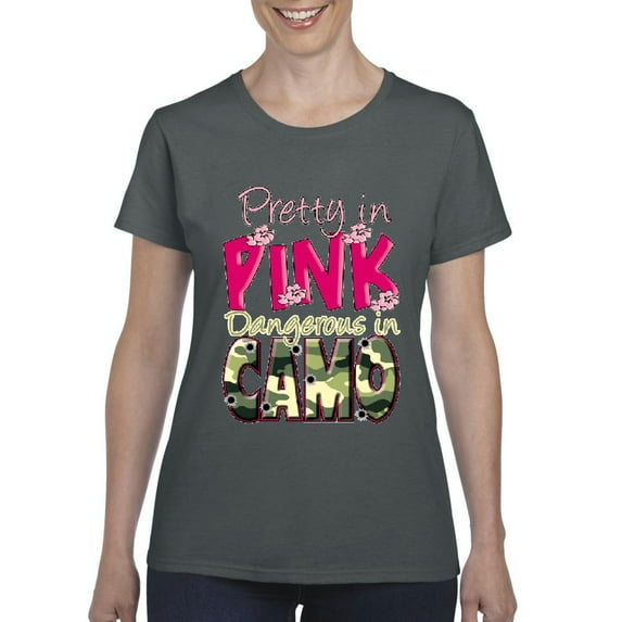 IWPF - Women's T-Shirt Short Sleeve - Pretty in Pink Dangerous in Camo
