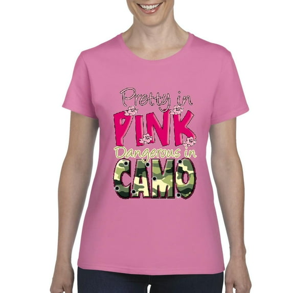 IWPF - Women's T-Shirt Short Sleeve - Pretty in Pink Dangerous in Camo