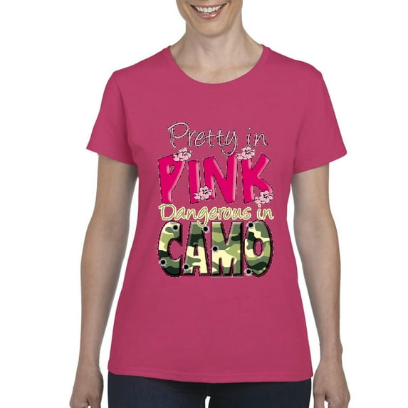IWPF - Women's T-Shirt Short Sleeve - Pretty in Pink Dangerous in Camo