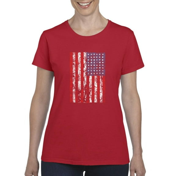 IWPF - Women's T-Shirt Short Sleeve, up to Women Size 3XL - American Flag 4th of July