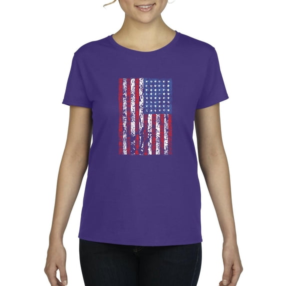 IWPF - Women's T-Shirt Short Sleeve, up to Women Size 3XL - American Flag 4th of July