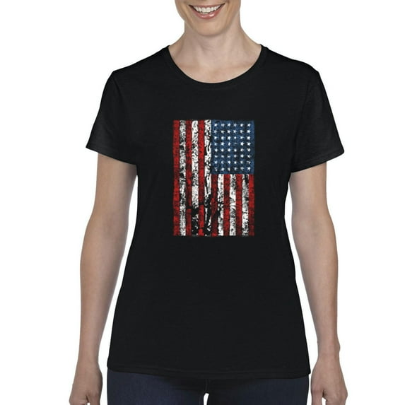 IWPF - Women's T-Shirt Short Sleeve, up to Women Size 3XL - American Flag 4th of July