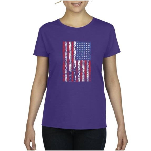 IWPF - Women's T-Shirt Short Sleeve, up to Women Size 3XL - American Flag 4th of July
