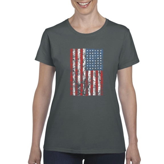 IWPF - Women's T-Shirt Short Sleeve, up to Women Size 3XL - American Flag 4th of July