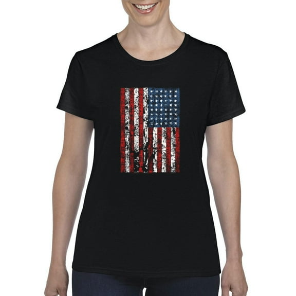 IWPF - Women's T-Shirt Short Sleeve, up to Women Size 3XL - American Flag 4th of July