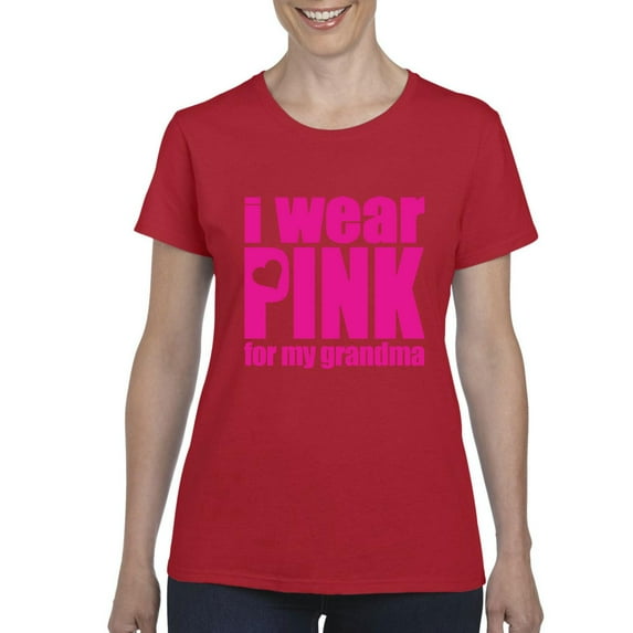 IWPF - Women's T-Shirt Short Sleeve, up to Women Size 3XL - I Wear Pink For Grandma
