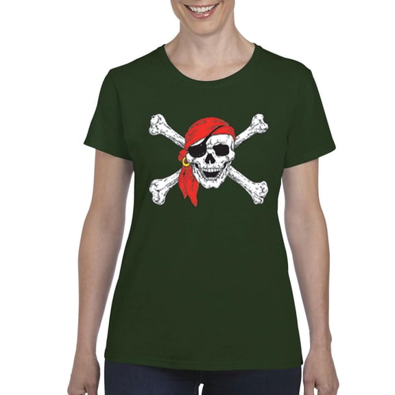 IWPF - Women's T-Shirt Short Sleeve, up to Women Size 3XL - Jolly Roger Skull & Crossbones