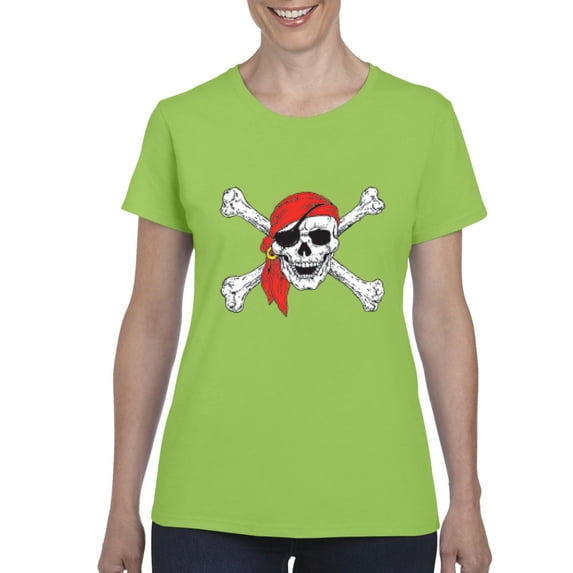 IWPF - Women's T-Shirt Short Sleeve, up to Women Size 3XL - Jolly Roger Skull & Crossbones