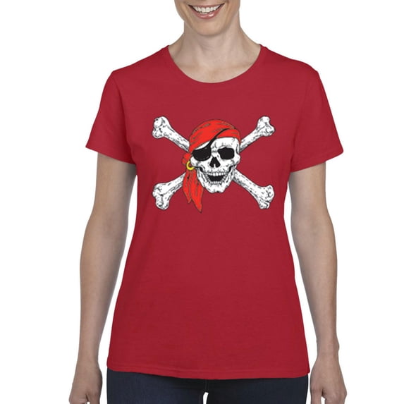 IWPF - Women's T-Shirt Short Sleeve, up to Women Size 3XL - Jolly Roger Skull & Crossbones
