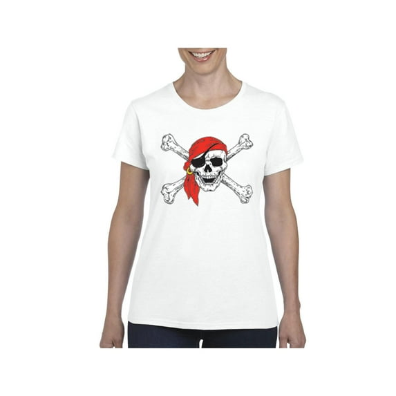 IWPF - Women's T-Shirt Short Sleeve, up to Women Size 3XL - Jolly Roger Skull & Crossbones