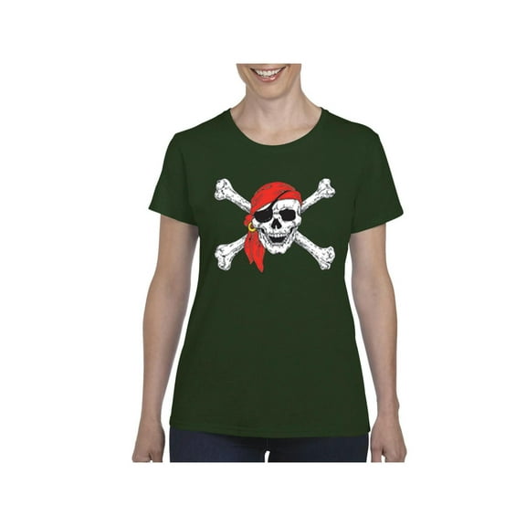 IWPF - Women's T-Shirt Short Sleeve, up to Women Size 3XL - Jolly Roger Skull & Crossbones