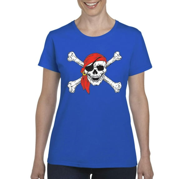 IWPF - Women's T-Shirt Short Sleeve, up to Women Size 3XL - Jolly Roger Skull & Crossbones