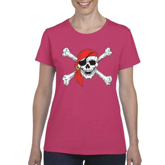 IWPF - Women's T-Shirt Short Sleeve, up to Women Size 3XL - Jolly Roger Skull & Crossbones