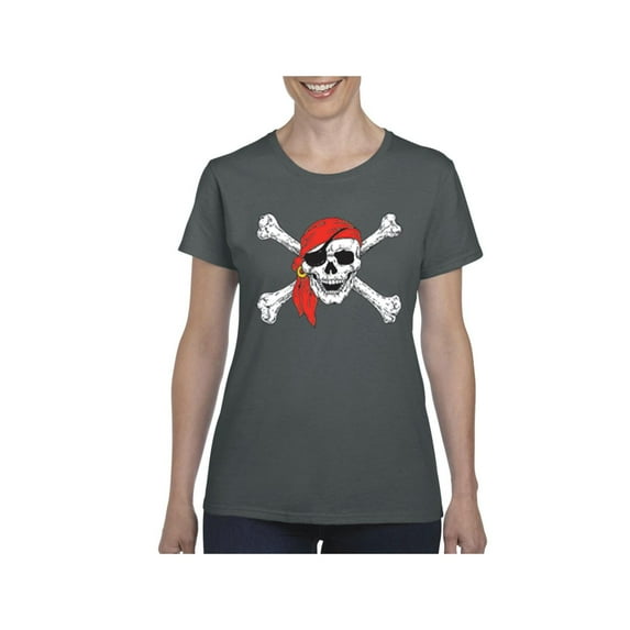 IWPF - Women's T-Shirt Short Sleeve, up to Women Size 3XL - Jolly Roger Skull & Crossbones