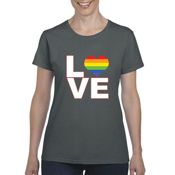 IWPF - Women's T-Shirt Short Sleeve, up to Women Size 3XL - Love Rainbow