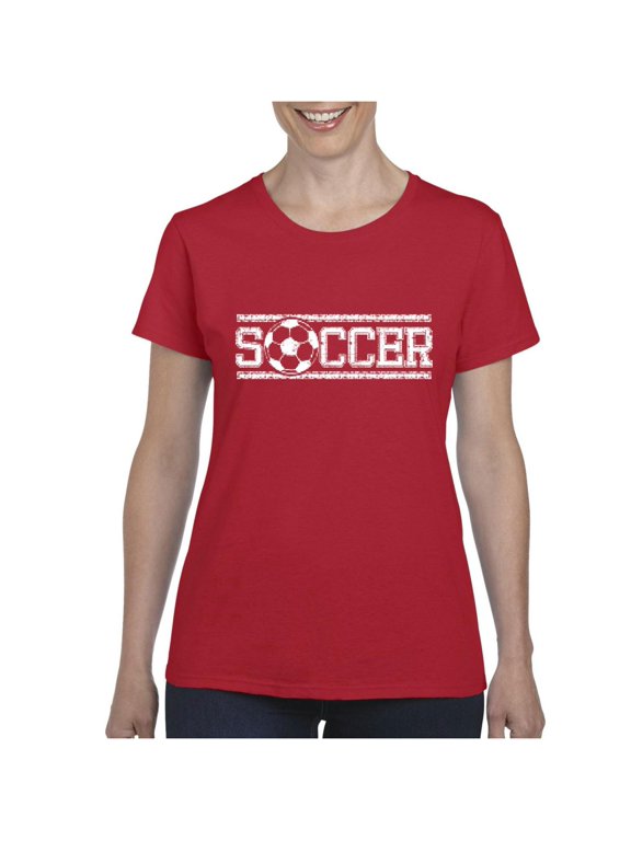 - Women's T-Shirt Short Sleeve, up to Women Size 3XL - Soccer With Ball
