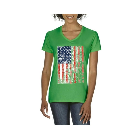 IWPF - Women's T-Shirt V-Neck Short Sleeve - American Flag 4th of July