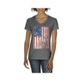 thumbnail image 1 of IWPF - Women's T-Shirt V-Neck Short Sleeve - American Flag 4th of July, 1 of 5