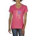 thumbnail image 1 of IWPF - Women's T-Shirt V-Neck Short Sleeve - American Flag 4th of July, 1 of 5