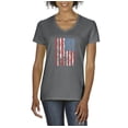 thumbnail image 1 of IWPF - Women's T-Shirt V-Neck Short Sleeve - American Flag 4th of July, 1 of 5