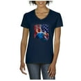 thumbnail image 1 of IWPF - Women's T-Shirt V-Neck Short Sleeve - American Flag 4th of July, 1 of 5