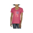 thumbnail image 1 of IWPF - Women's T-Shirt V-Neck Short Sleeve - American Flag 4th of July, 1 of 5