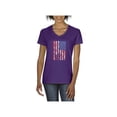 thumbnail image 1 of IWPF - Women's T-Shirt V-Neck Short Sleeve - American Flag 4th of July, 1 of 5