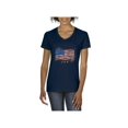thumbnail image 1 of IWPF - Women's T-Shirt V-Neck Short Sleeve - American Flag USA in Gold, 1 of 5