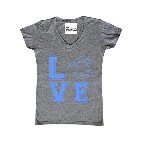 IWPF - Women's T-Shirt V-Neck Short Sleeve - Autism Awareness Puzzle