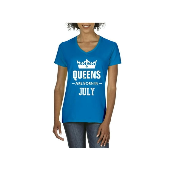 IWPF - Women's T-Shirt V-Neck Short Sleeve - Birthday Gift Queens Are Born in July
