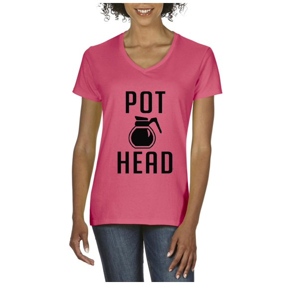 IWPF - Women's T-Shirt V-Neck Short Sleeve - Coffee Pot Head