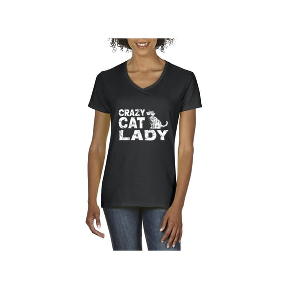 IWPF - Women's T-Shirt V-Neck Short Sleeve - Crazy Cat Lady
