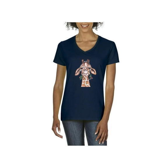 IWPF - Women's T-Shirt V-Neck Short Sleeve - Giraffe