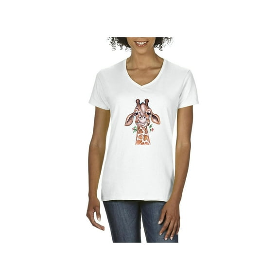 IWPF - Women's T-Shirt V-Neck Short Sleeve - Giraffe
