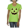 thumbnail image 1 of IWPF - Women's T-Shirt V-Neck Short Sleeve - Halloween Costume Pumpkin Face, 1 of 5