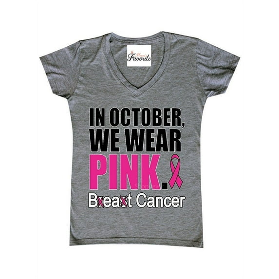 IWPF - Women's T-Shirt V-Neck Short Sleeve - In October We Wear Pink