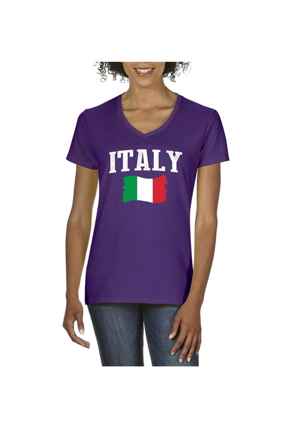 - Women's T-Shirt V-Neck Short Sleeve - Italy