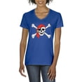 thumbnail image 1 of IWPF - Women's T-Shirt V-Neck Short Sleeve - Jolly Roger Skull & Crossbones, 1 of 5