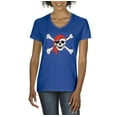 thumbnail image 1 of IWPF - Women's T-Shirt V-Neck Short Sleeve - Jolly Roger Skull & Crossbones, 1 of 5