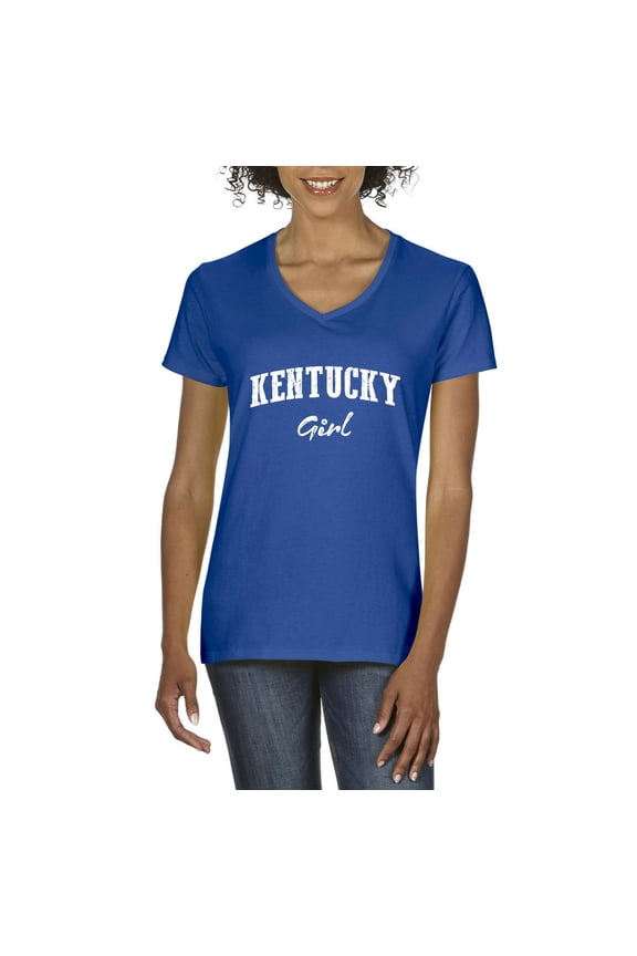 - Women's T-Shirt V-Neck Short Sleeve - Kentucky Girl