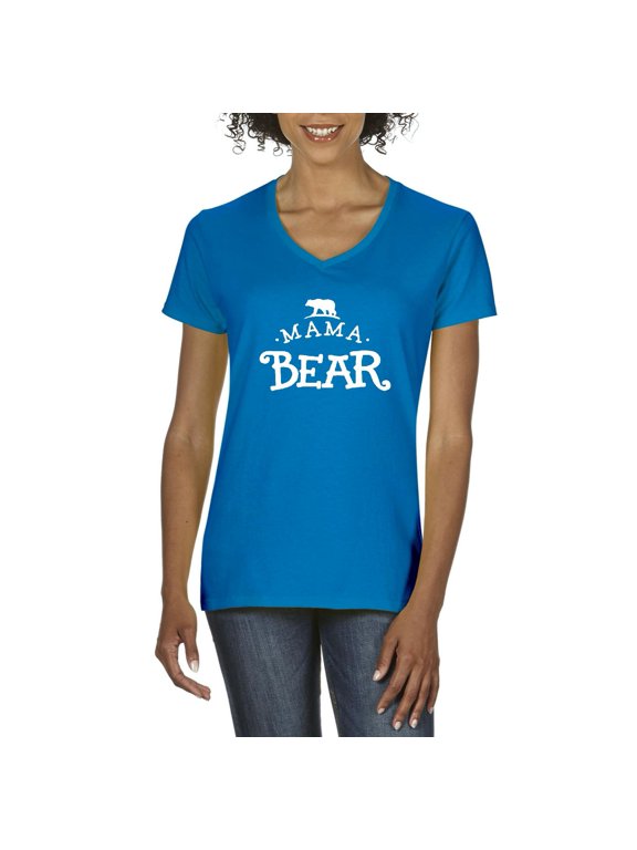 - Women's T-Shirt V-Neck Short Sleeve - Mama Bear