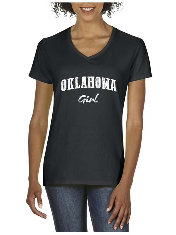 - Women's T-Shirt V-Neck Short Sleeve - Oklahoma Girl