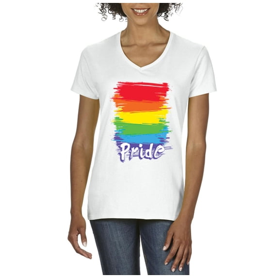 IWPF - Women's T-Shirt V-Neck Short Sleeve - Rainbow Pride